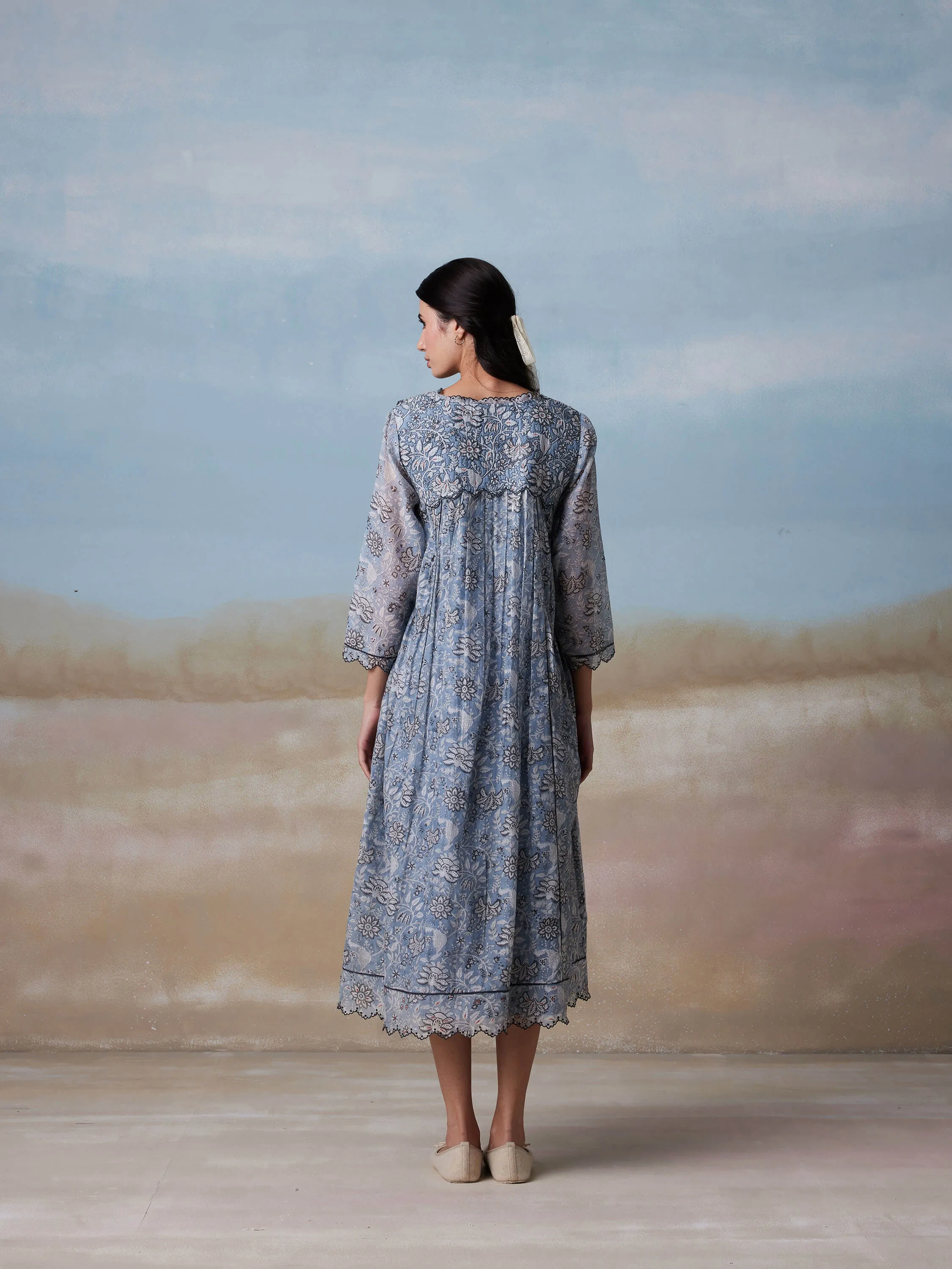 Indigo Pigments Scallop Dress