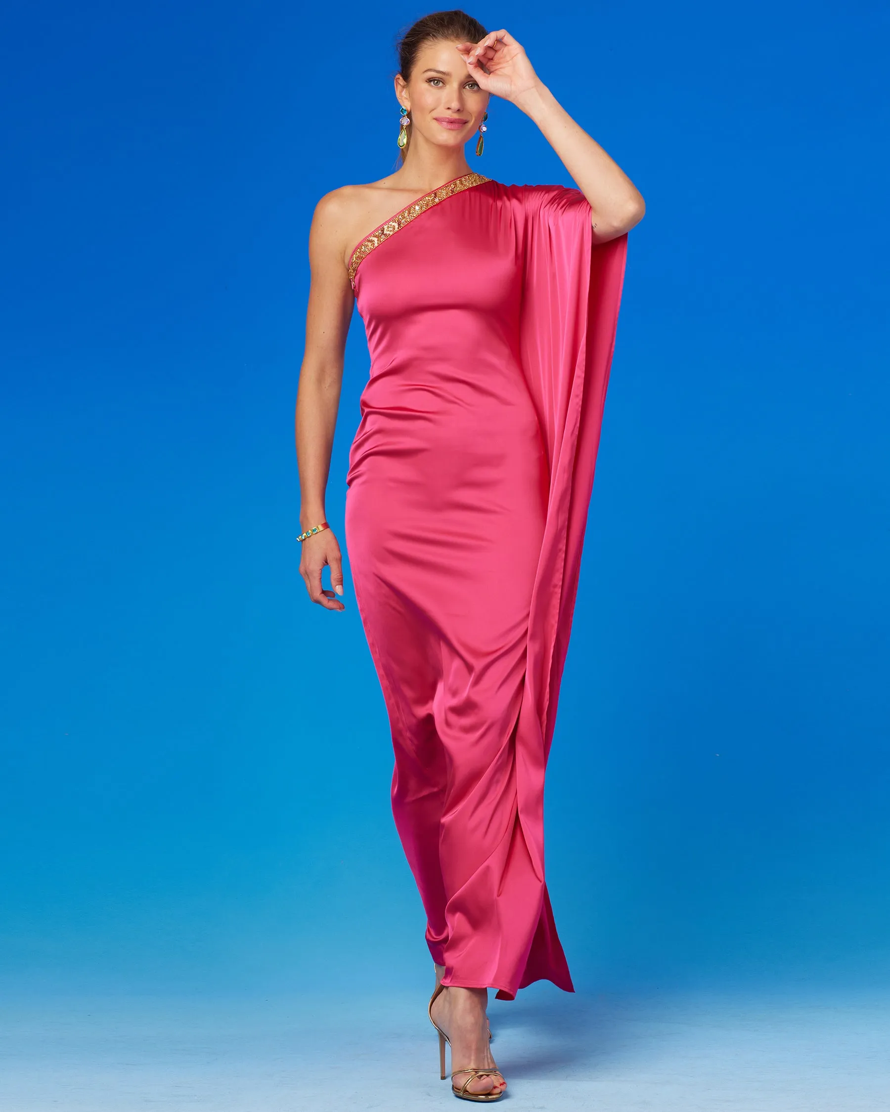 Isadora One-Shoulder Gown with Embellishment