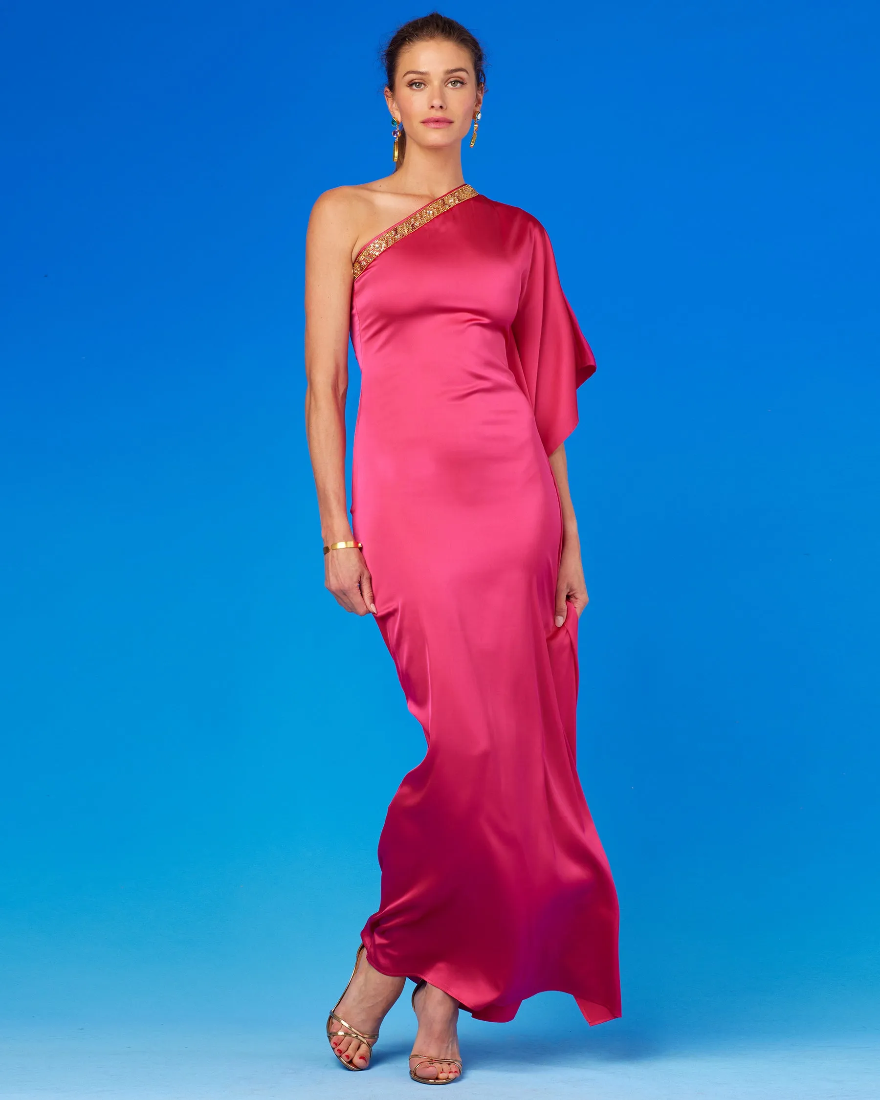 Isadora One-Shoulder Gown with Embellishment