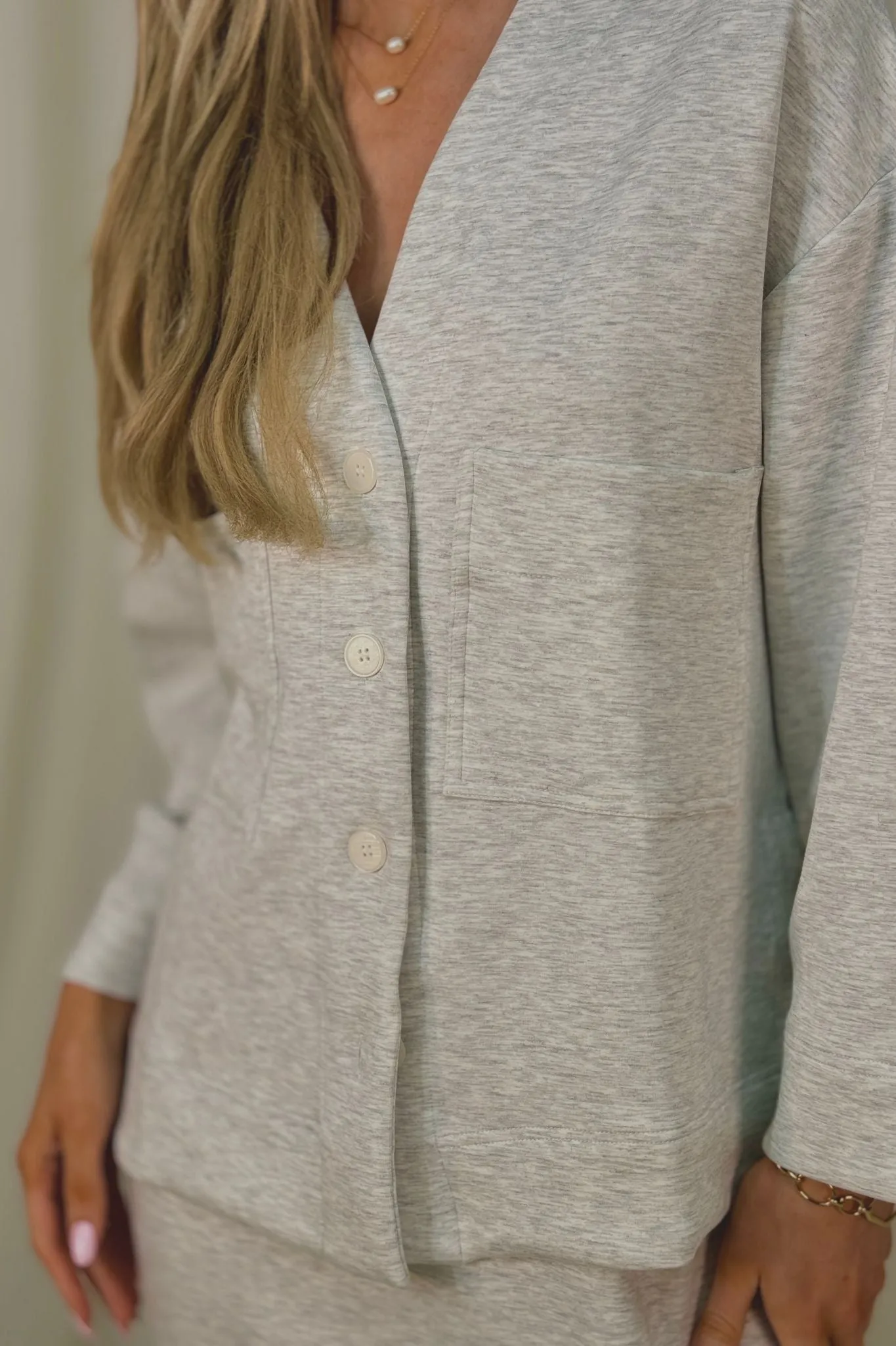 Jane Jersey Cardigan In Light Grey