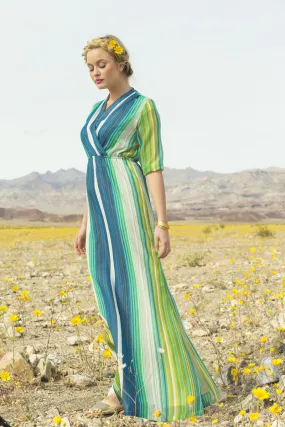 Jessamine Stripped Chiffon Maxi Dress Green