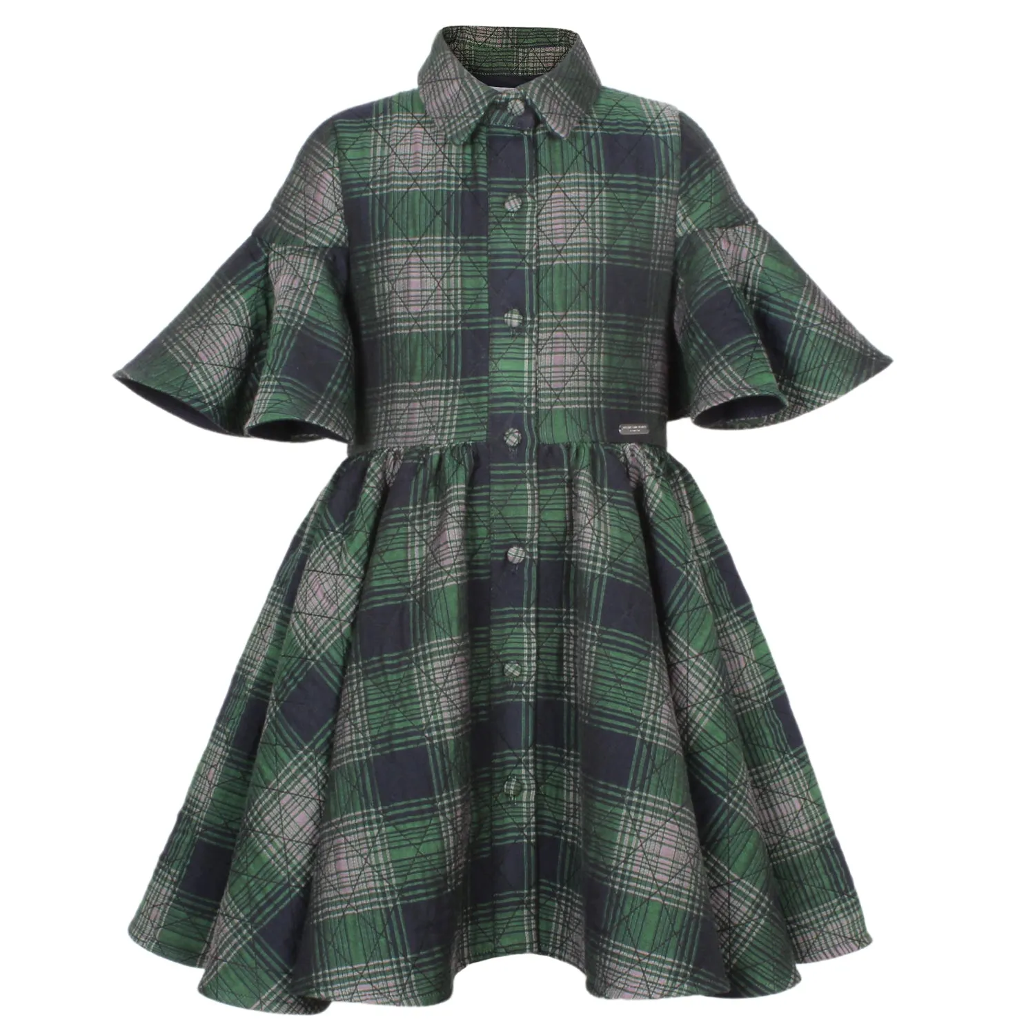 Jessie And James Green Quilted Little Sister Dress