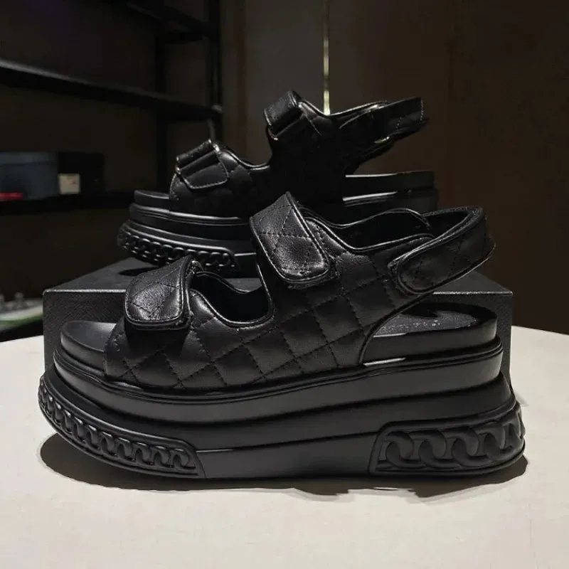 Joskaa 2024 New Black Platform Chunky Sandals