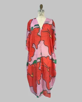 Jumbo Hibiscus Floral Print Kaftan