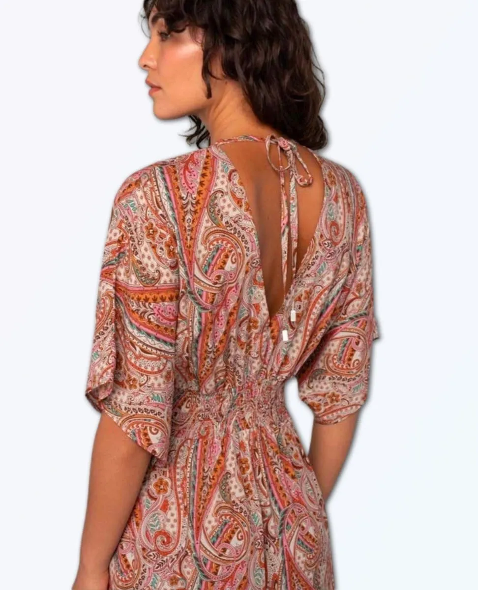 Kimono Sleeve Maxi Dress Natural Rust