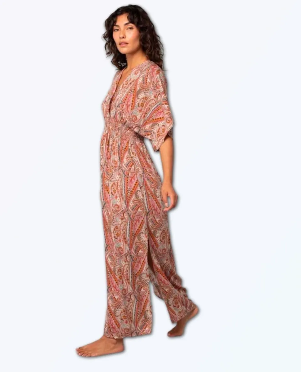 Kimono Sleeve Maxi Dress Natural Rust