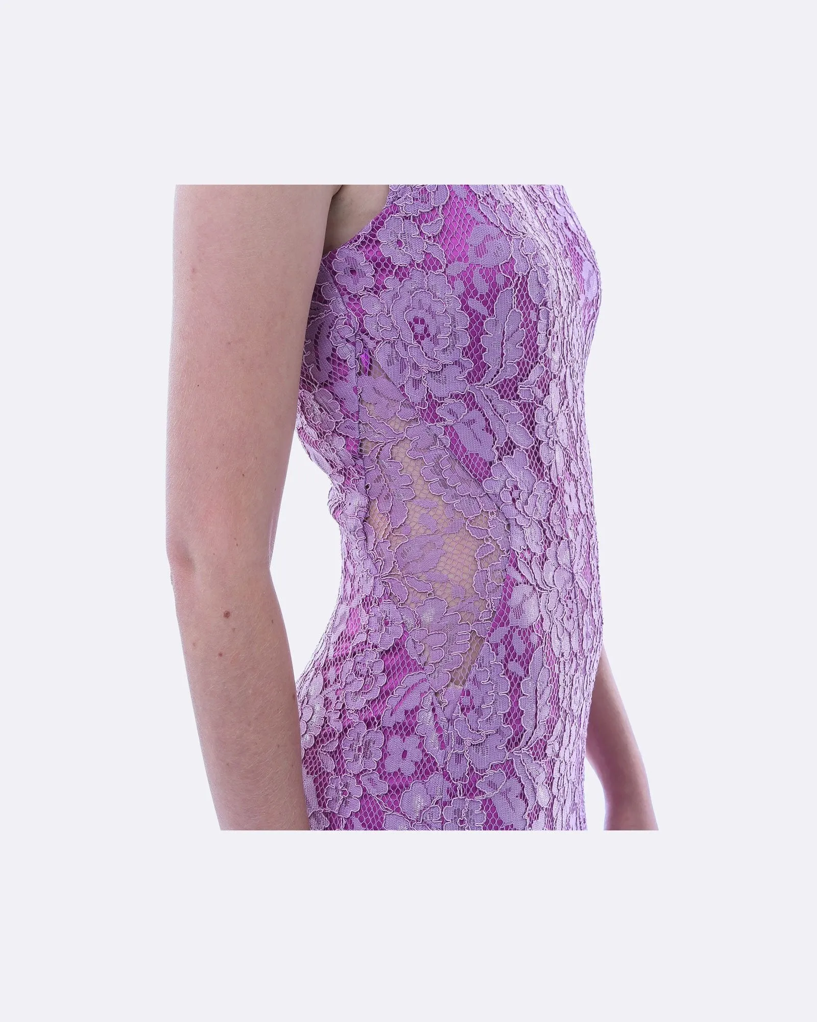 Lace Evening Dress W/ Split (Lavender)