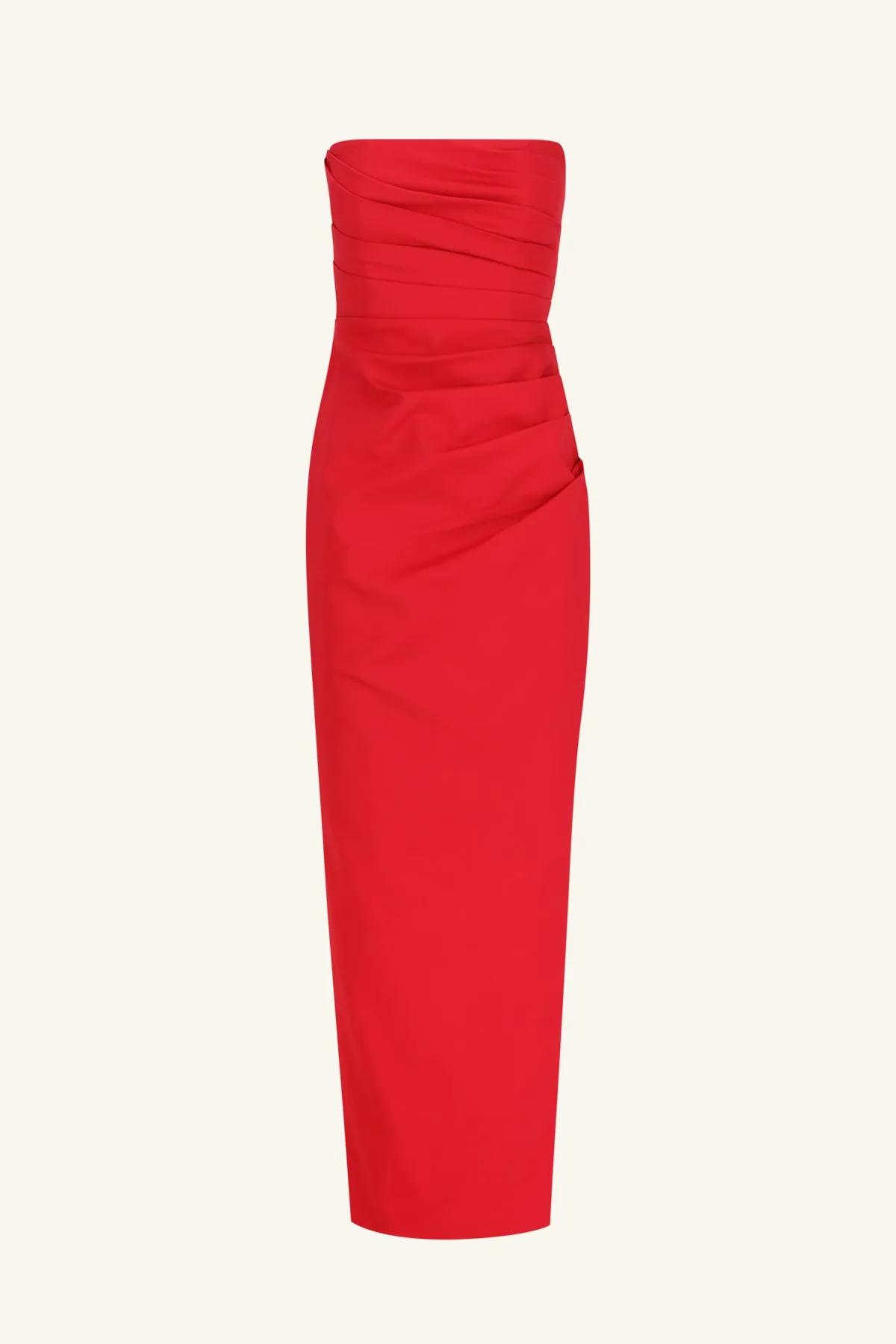 LANI STRAPLESS DRAPED MAXI DRESS - CHILLI