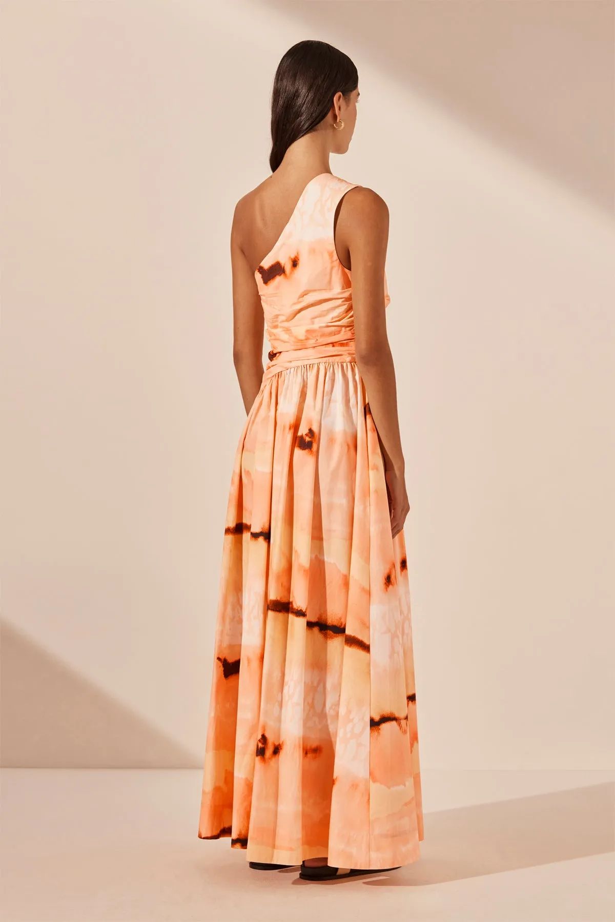 LARISSA ASYMMETRICAL GATHERED MAXI DRESS