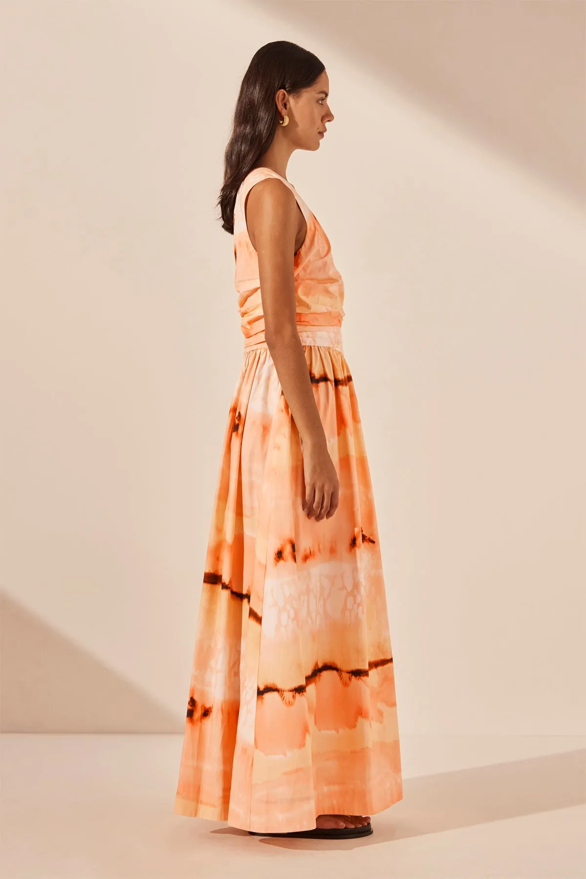 LARISSA ASYMMETRICAL GATHERED MAXI DRESS