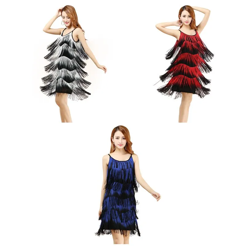 Latin Dance Costume Tassel Sleeveless Dance Wear Dress