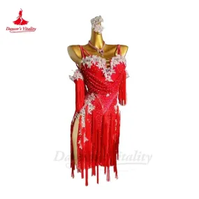 Latin Dance Fringe Dress for Women Customsized Rumba Chacha Tango Performance Competiton Clothing Skirt Latin Dancing Dresses