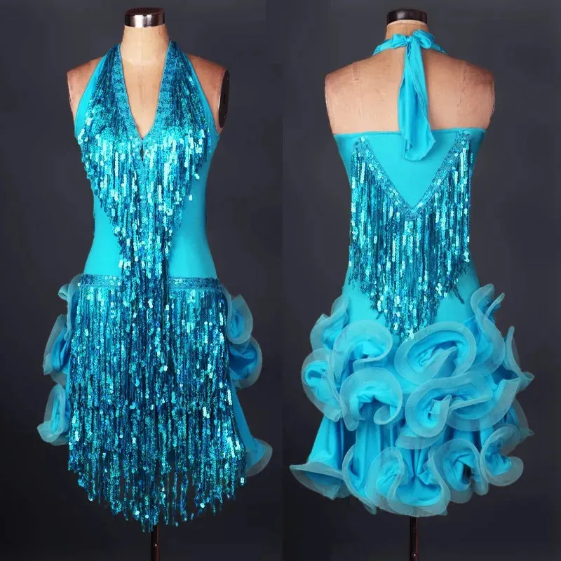 Latin Dance Fringe Dress Professional Competition Costume For Women