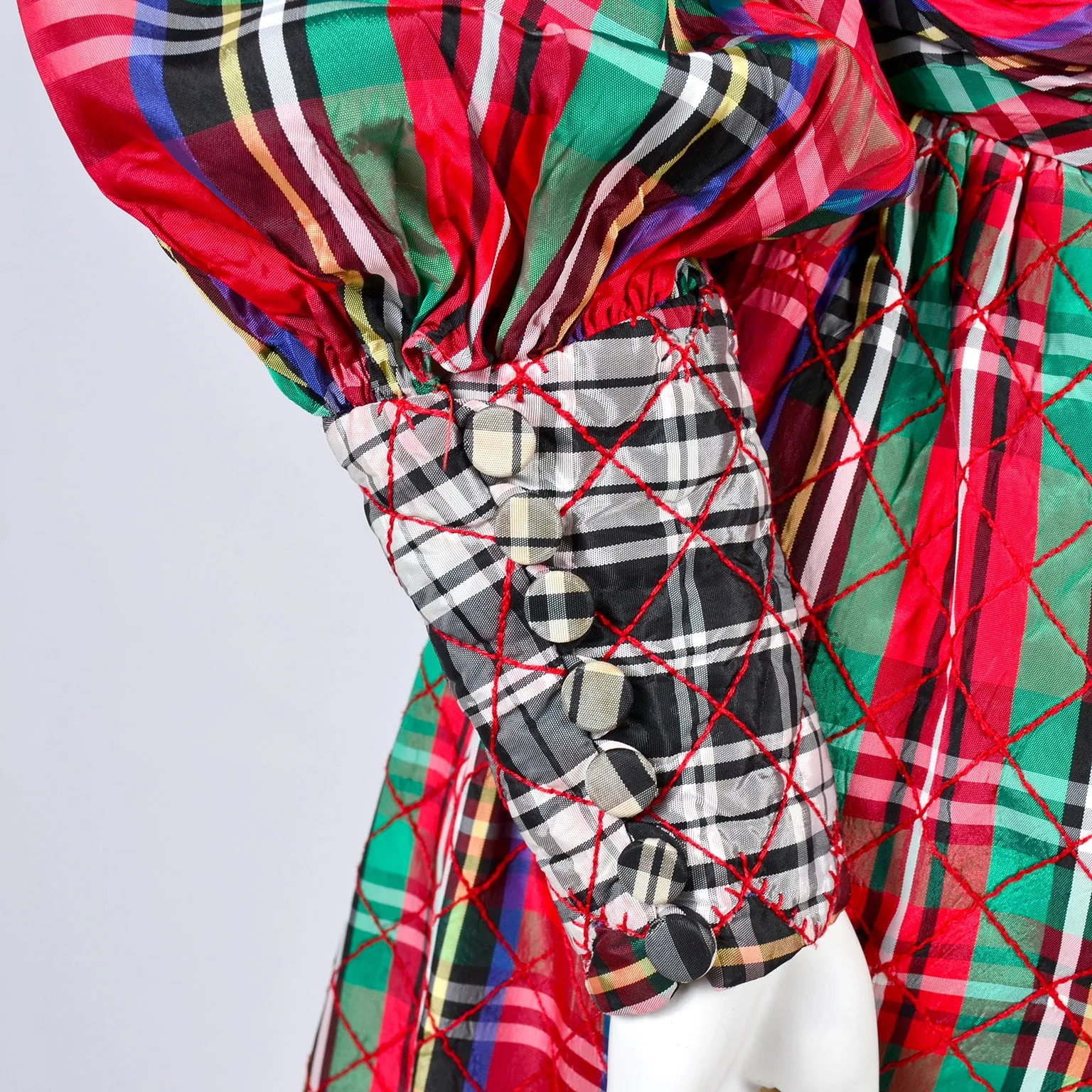 Leo Narducci Vintage Jumpsuit Dress in Holiday Red & Green Plaid