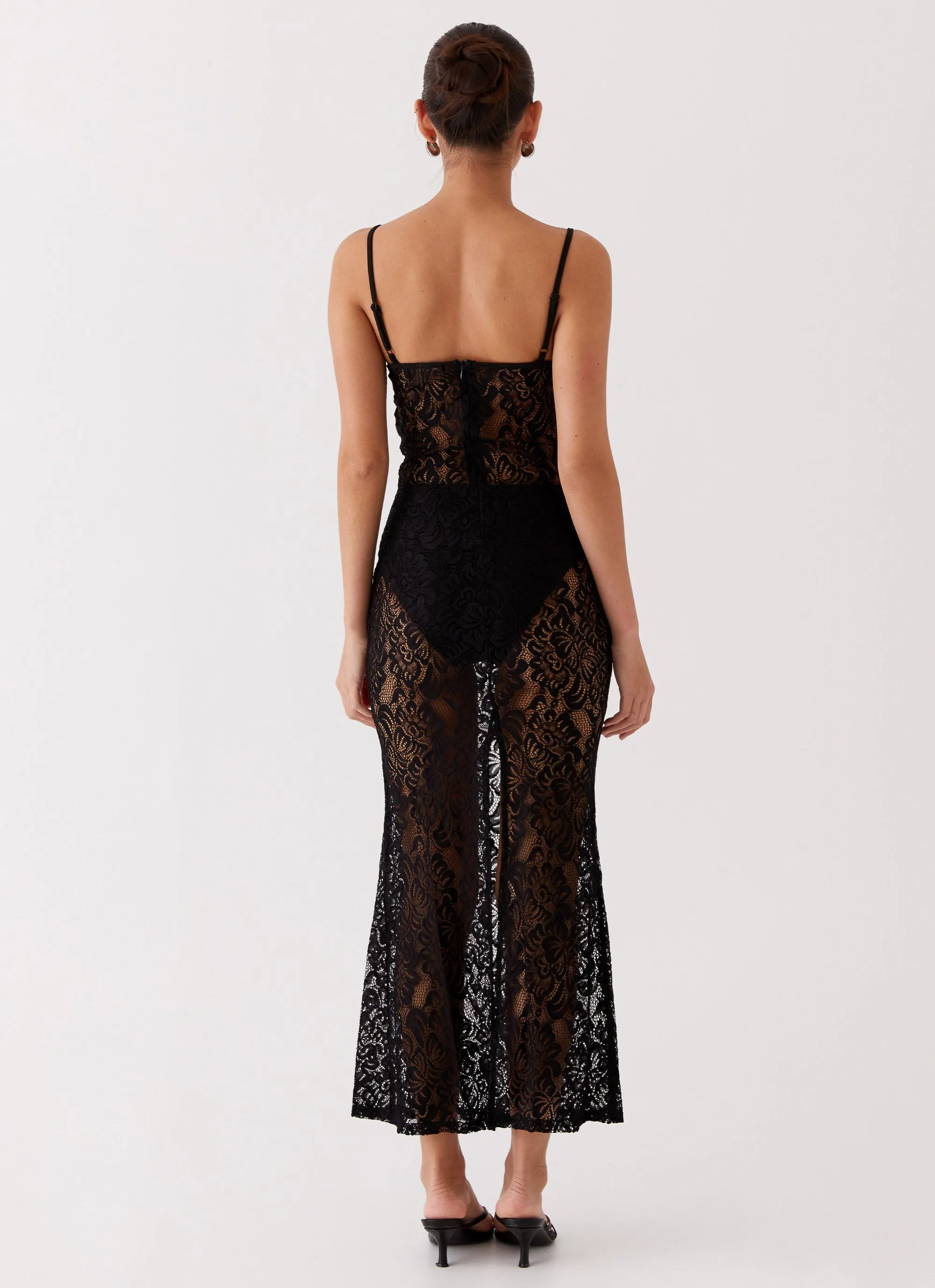 Leona Lace Maxi Dress - Black