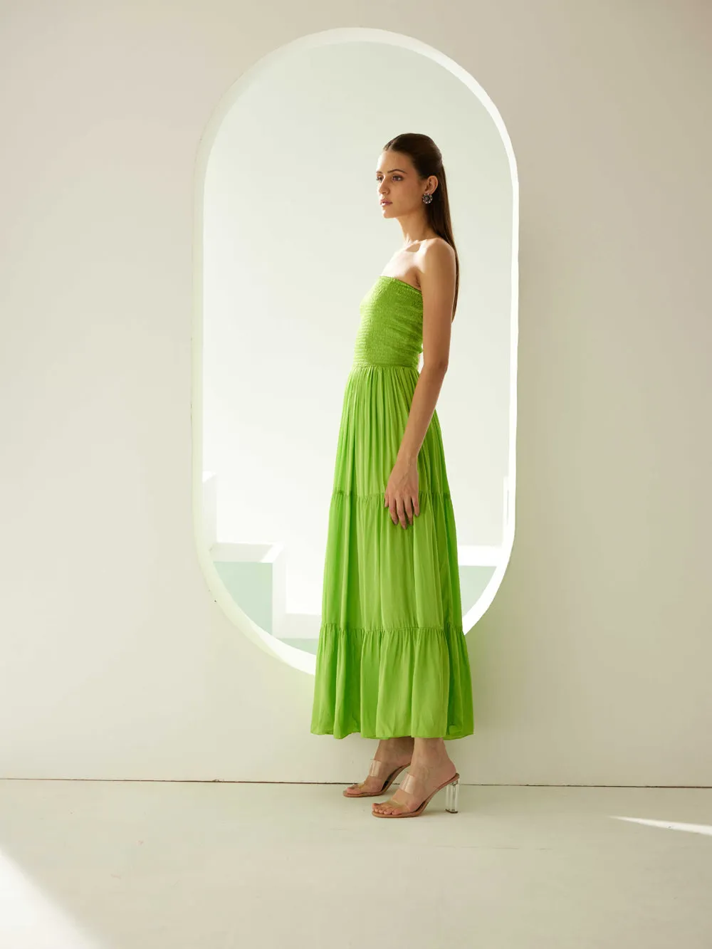 Lime Green Tier Maxi Dress