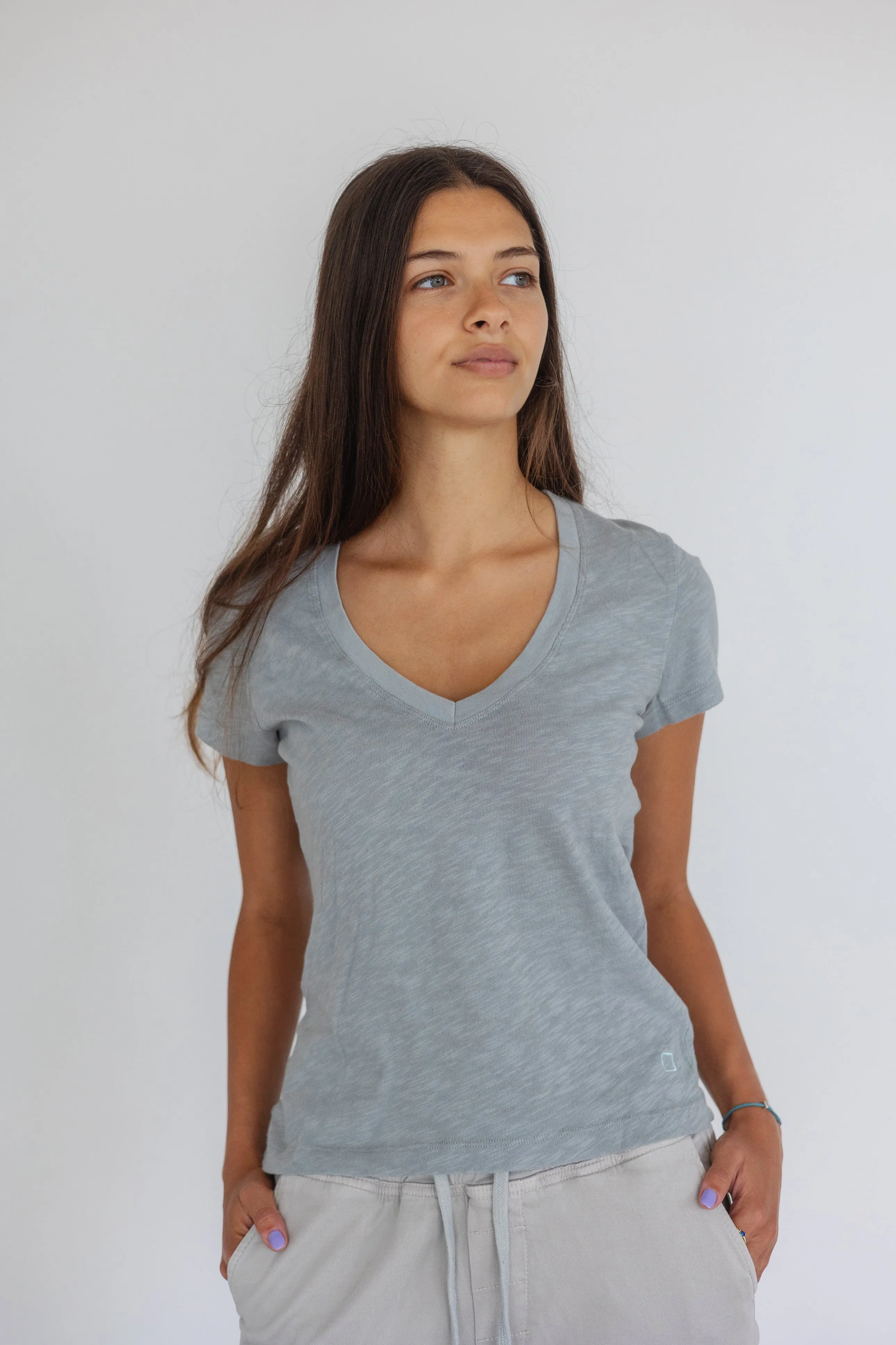 Linen Style T-Shirt Grey Ice