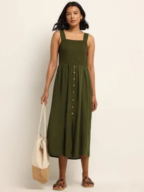 LOV Green Strappy Maxi Dress