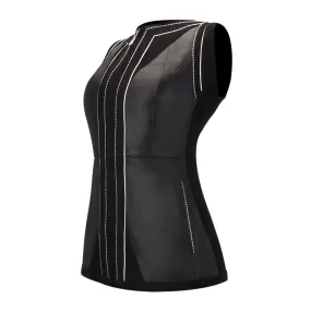 M255BOA - Cuadra black dress fashion studded leather vest for women