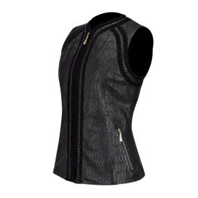 M283BOA - Cuadra black dress fashion cowhide leather vest for women