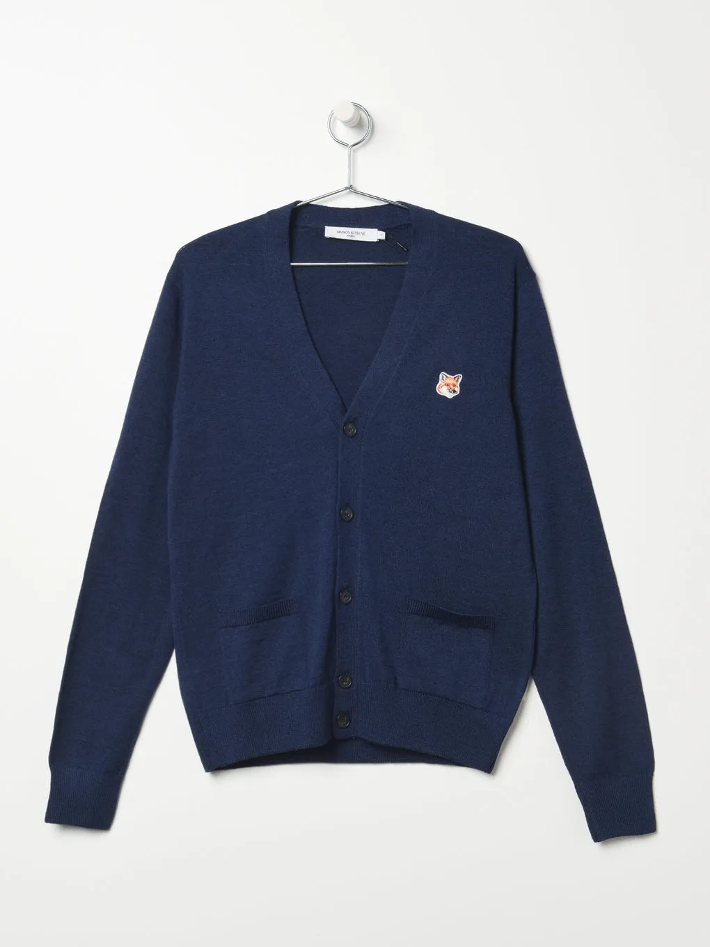 Maison Kitsune Unisex Fox Head Patch Classic Cardigan Navy Melange IU00505KT1036 H481