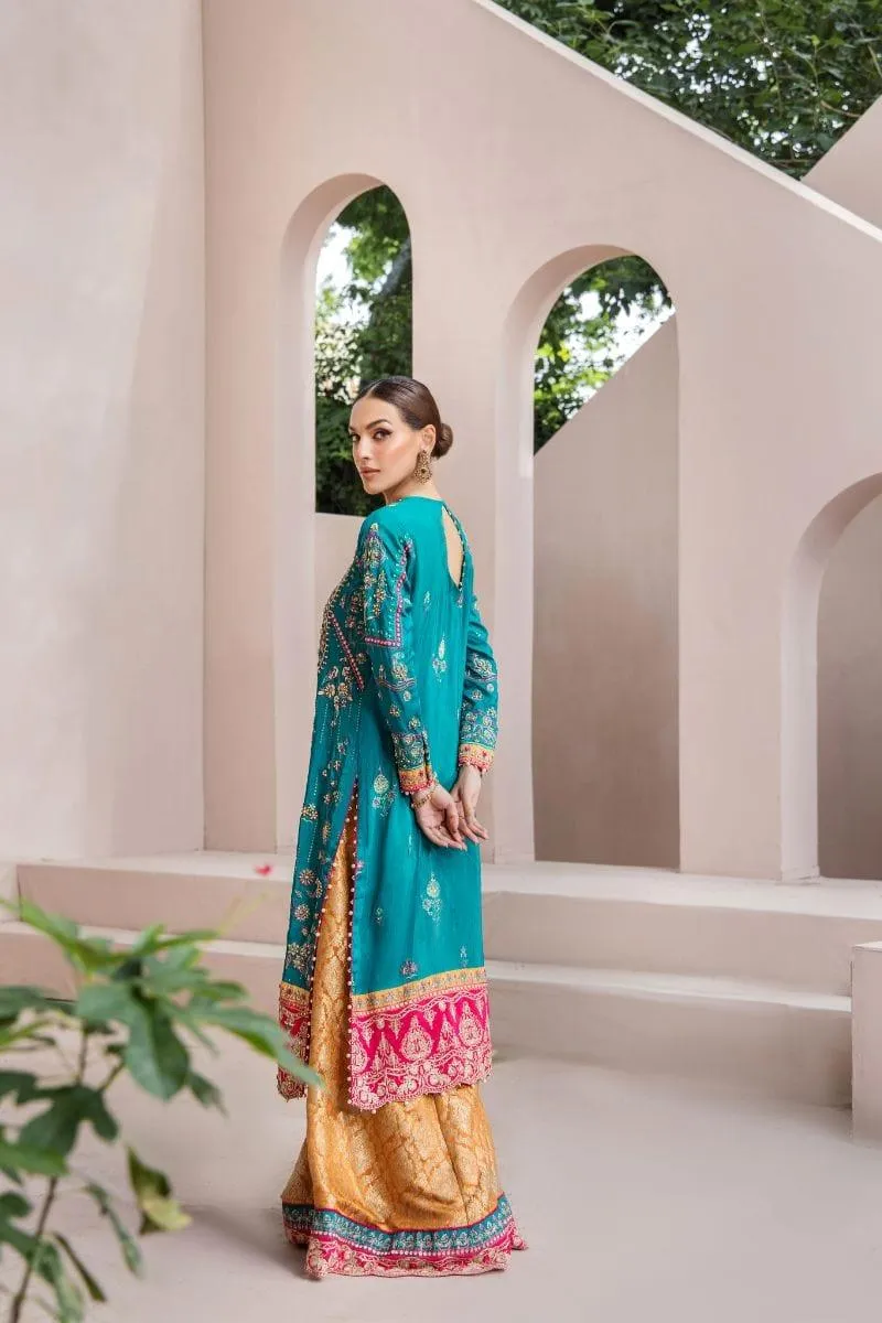 Malook - Zeenia - Silk - Emerald green - 3 Piece