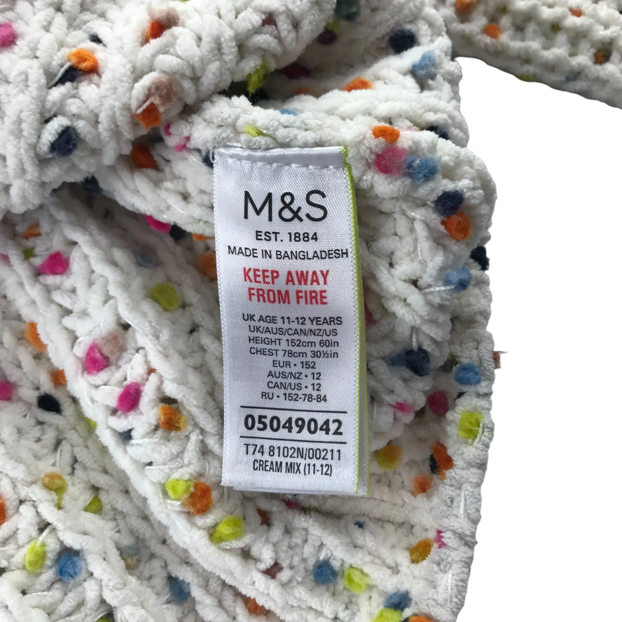 M&S jumper 11-12 years white multicolour spotted knitted pullover