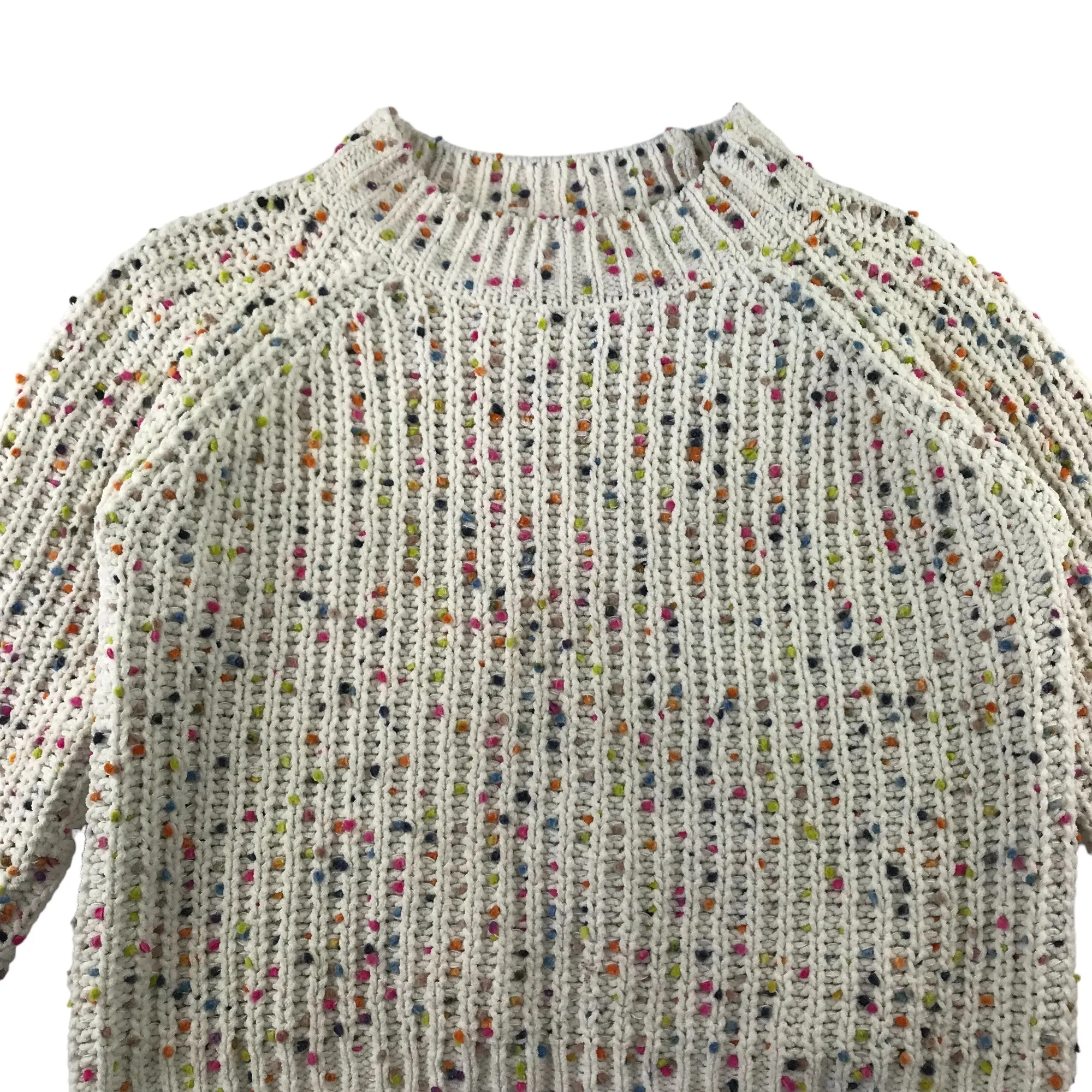 M&S jumper 11-12 years white multicolour spotted knitted pullover