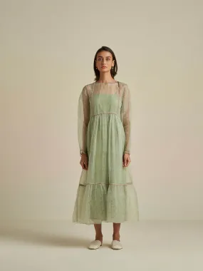 Matcha Swirl Organza Maxi Dress