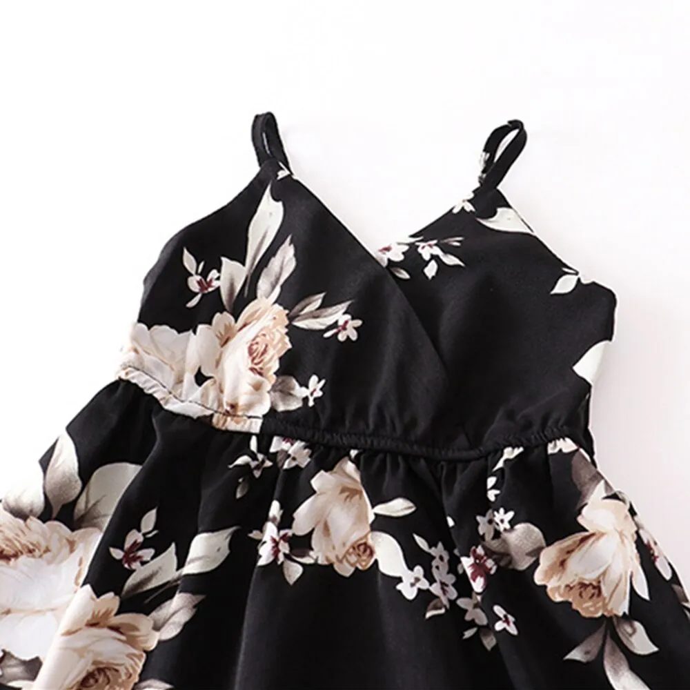 Matching Family Dress Black Floral Maxi Dress for Mommy and Me Matching Outfits