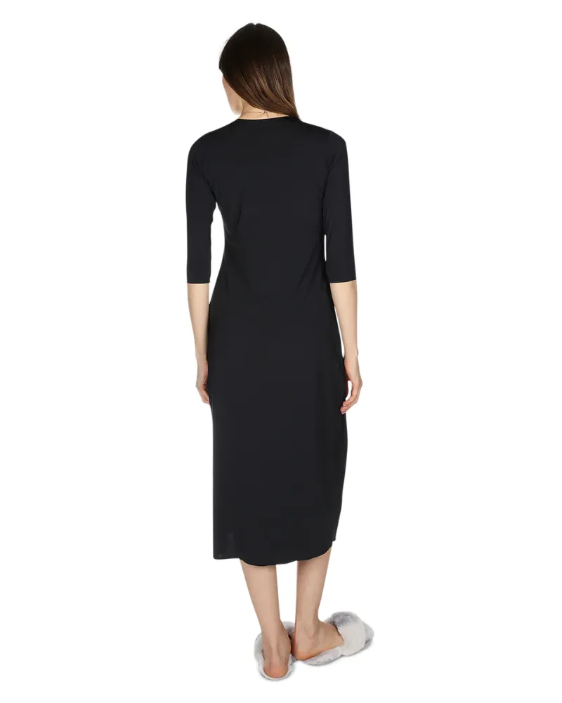 Me Moi Black Bonded 3/4 Sleeve Shell Dress 48"