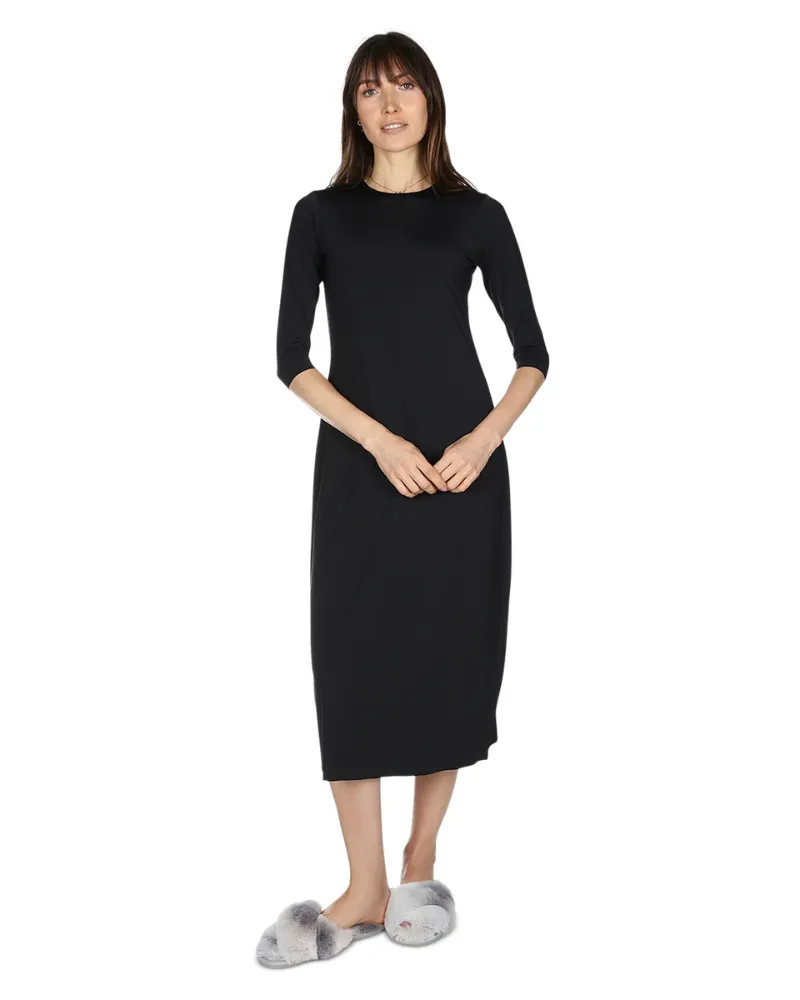 Me Moi Black Bonded 3/4 Sleeve Shell Dress 48"