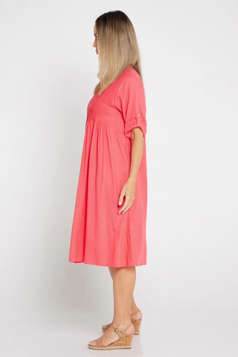 Melina Cotton & Linen Dress - Melon