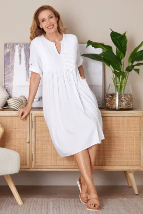 Melina Cotton & Linen Dress - White