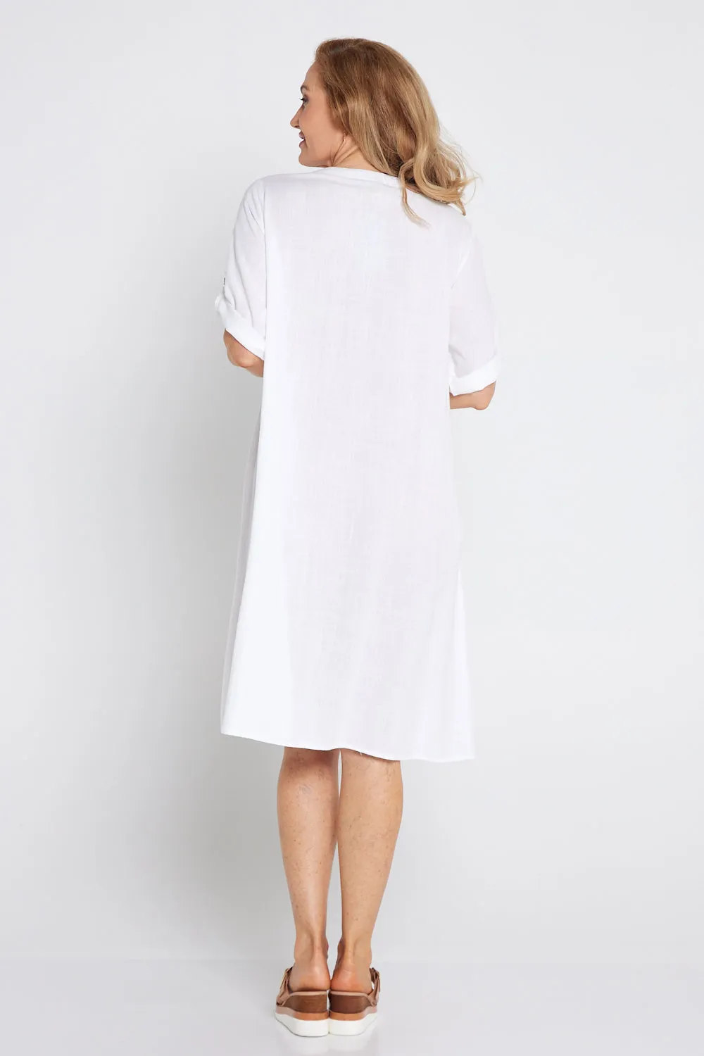 Melina Cotton & Linen Dress - White