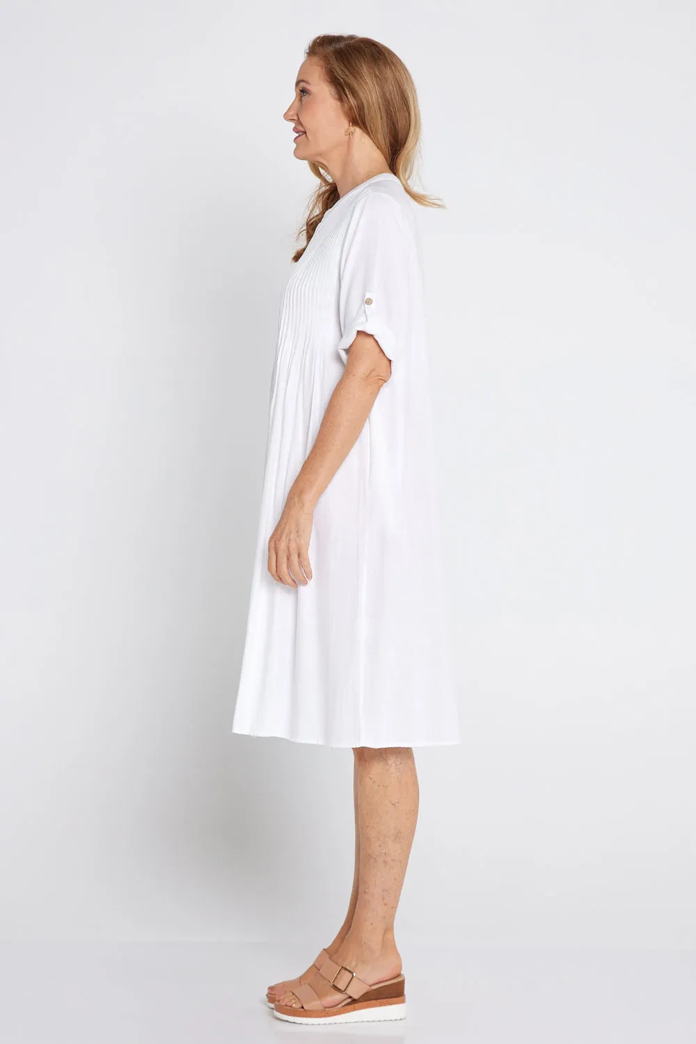 Melina Cotton & Linen Dress - White