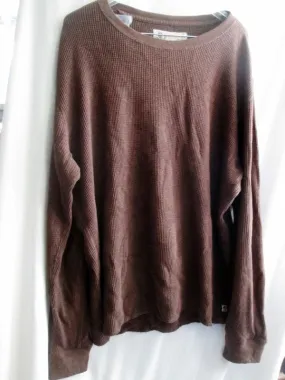 MENS LUCKY BRAND 80318 Thermal Long Sleeve Shirt Tee Top BROWN XL Crewneck Sexy