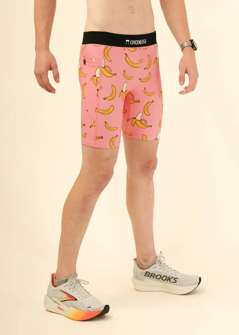 Men's Pink Bananas 8" Half Tights