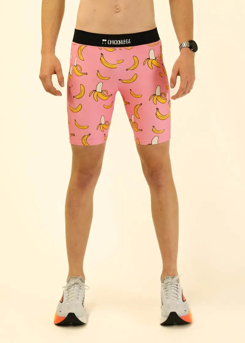 Men's Pink Bananas 8" Half Tights