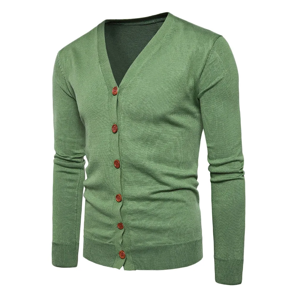 Men's V Neck Knitting Button Up Cardigan for Spring and Fall