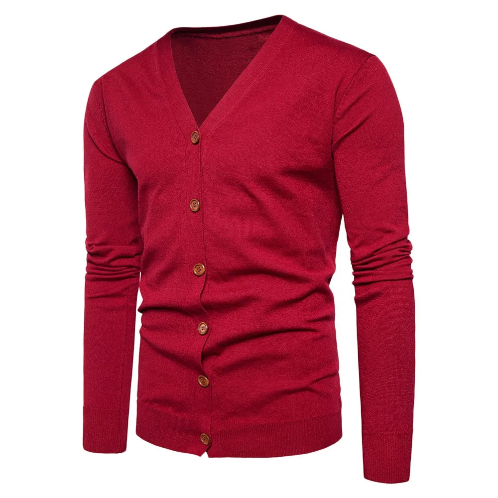 Men's V Neck Knitting Button Up Cardigan for Spring and Fall