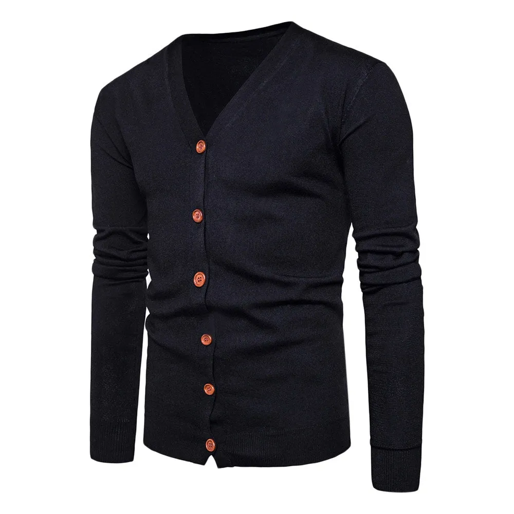 Men's V Neck Knitting Button Up Cardigan for Spring and Fall