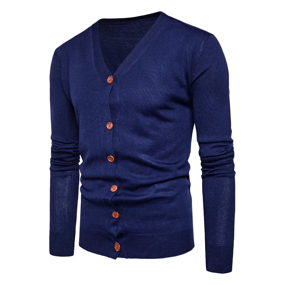 Men's V Neck Knitting Button Up Cardigan for Spring and Fall