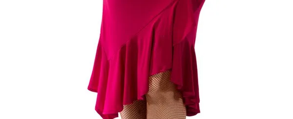 Mesh Front & Back 3/4 Sleeve Ruched Showcase & Performance Dress