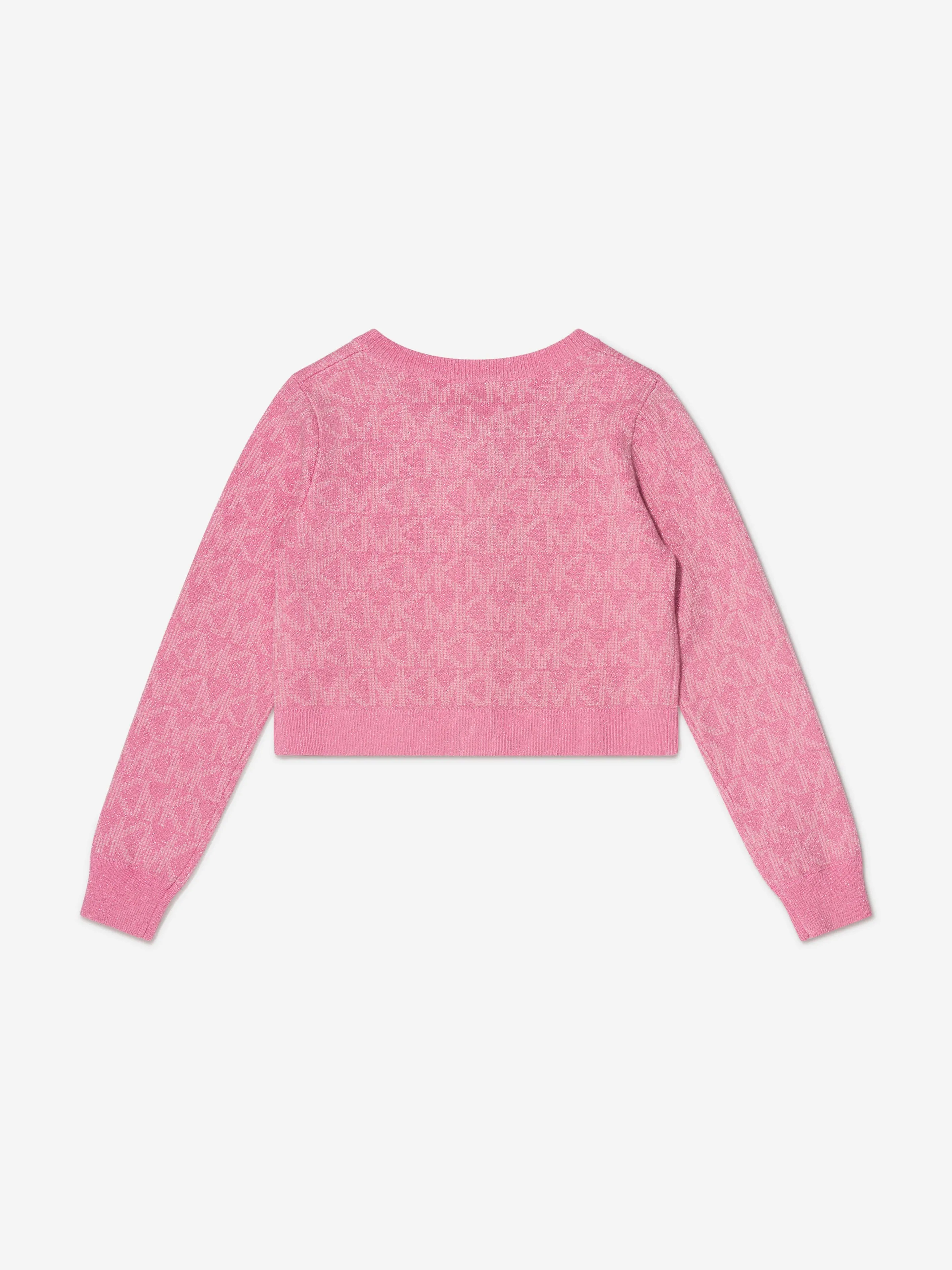 Michael Kors Girls Knitted Logo Cardigan in Pink