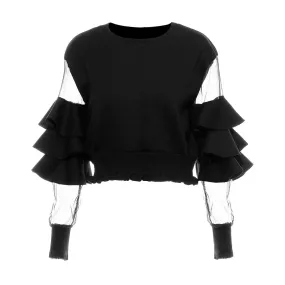 Minimalist Shirts For Women Round Neck Long Sleeve Hollow Out Casual Loose Blouse Female Fashion Style Clothes