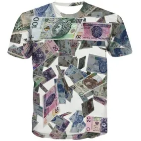 Money T-shirt Men Poland Shirt Print Art Tshirt Anime Abstract Tshirts Casual Harajuku Tshirts Cool Short Sleeve Fashion Mens