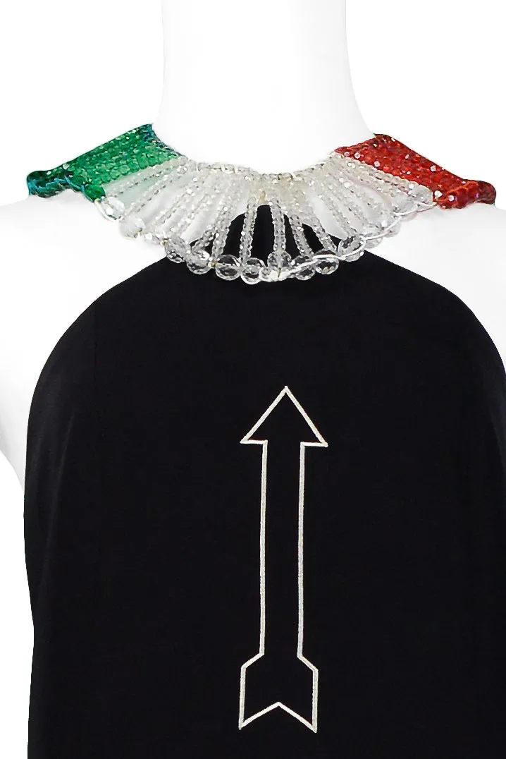 MOSCHINO 1995 ITALIAN FLAG "FAKE" GLASS BEAD DRESS