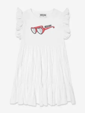 Moschino Girls Cotton Sunglasses Dress in White