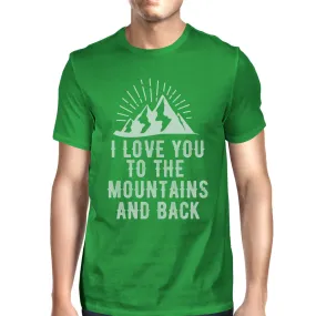 Mountain And Back Men's Green Cotton Tee Unique Graphic T Shirt